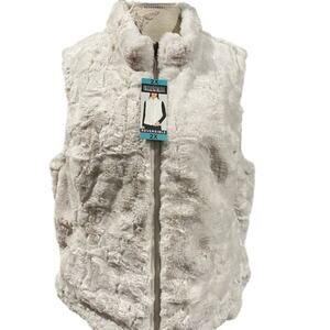 Nicole Miller Women's Vest Jacket Reversible Pockets Ivory Size 3X NWT
